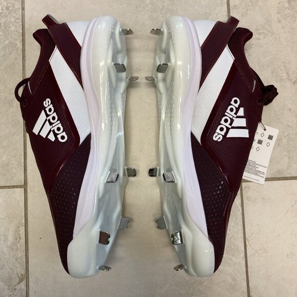 Adidas Icon 7 Metal Baseball Cleats Mens Size 13 Burgundy Red White FZ1555 New - Picture 7 of 11